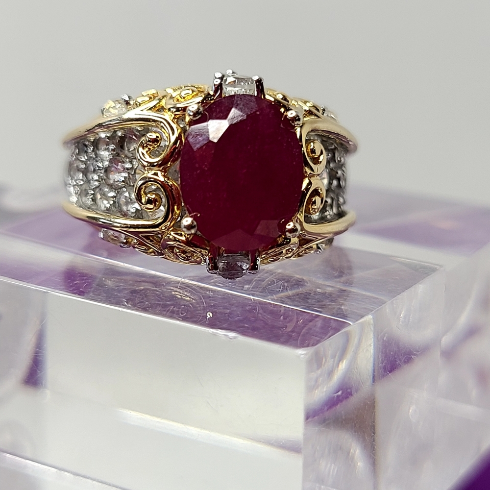 Sterling Silver Vermeil Ruby Ring - image 3